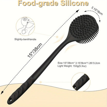 Silicone Back Scrubber Brush for Shower  Long Handle Body Deep