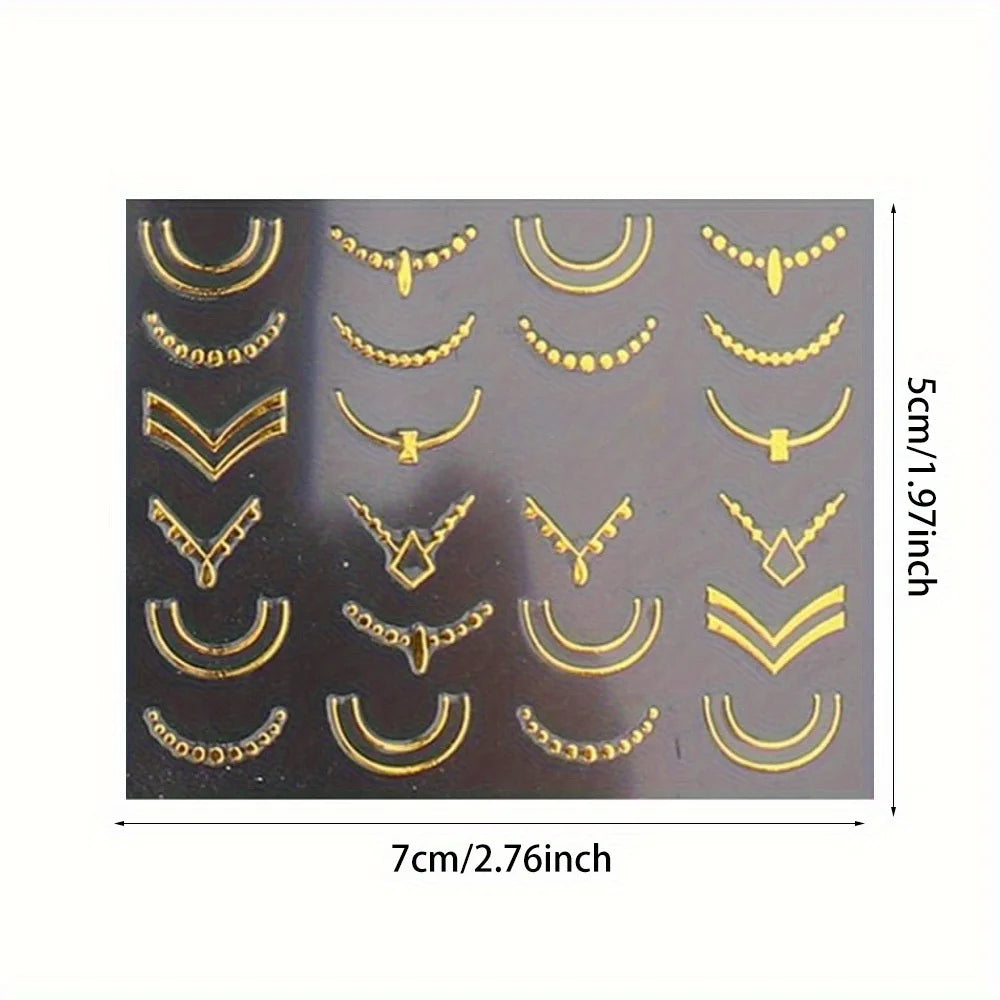 30 Sheets Golden Floral Nail Art Stickers - 3D Self-Adhesive