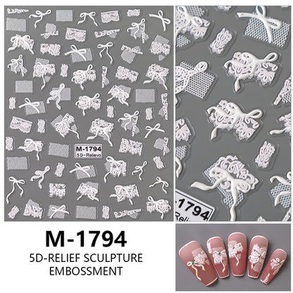 5D Nail Art Stickers Love Hearts Stars French Nail Art Design