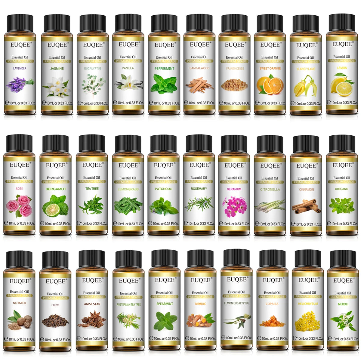 EUQEE 10ml Pure Natural Essential Oil Lavender Jasmine Eucalyptus