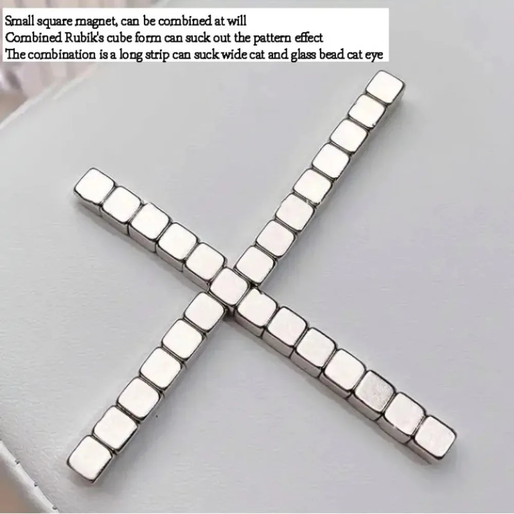 27pcs Cat Eye Magnet Cube for Nails Strong Magnetic Square Stick 9D/5D