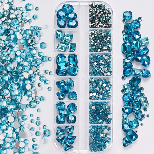 1Box 3D Clear Nail Art Rhinestones 12Shapes Mixed