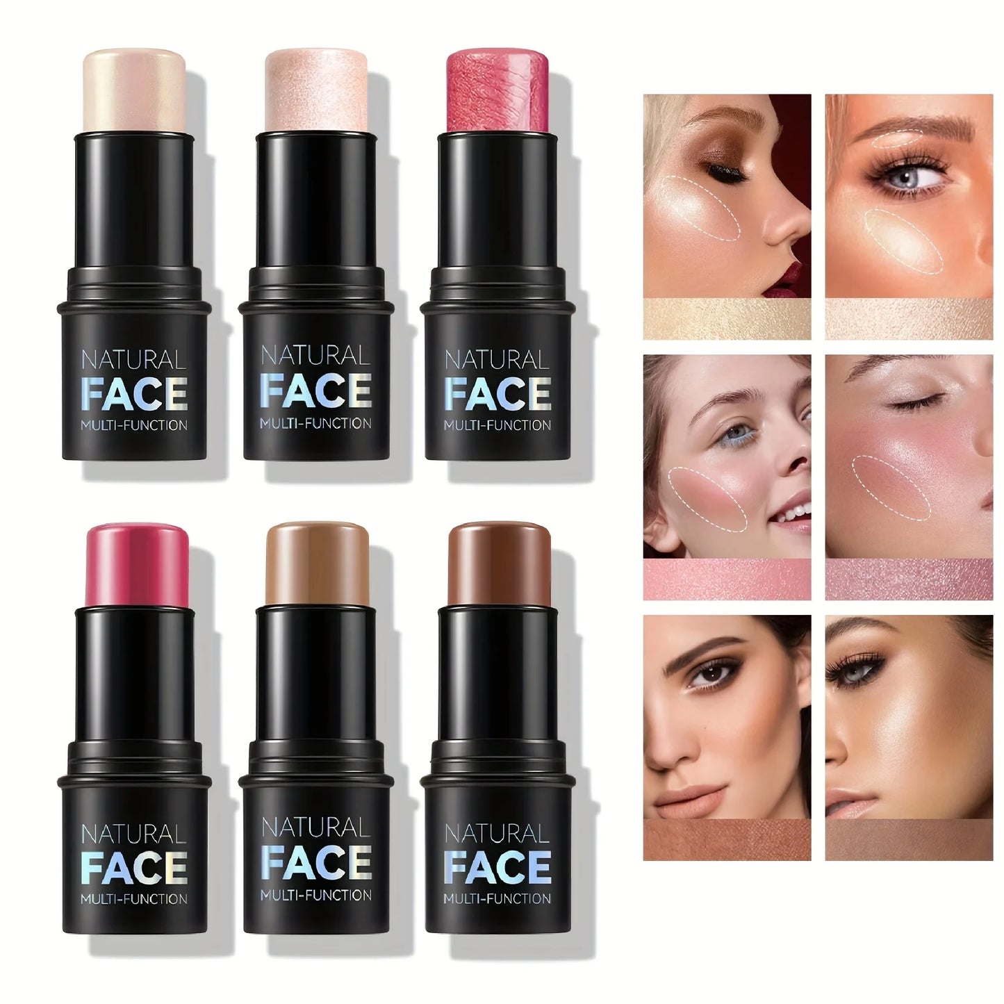 Cream Contour Sticks,Shades with Highlighter & Bronzer & Blush,