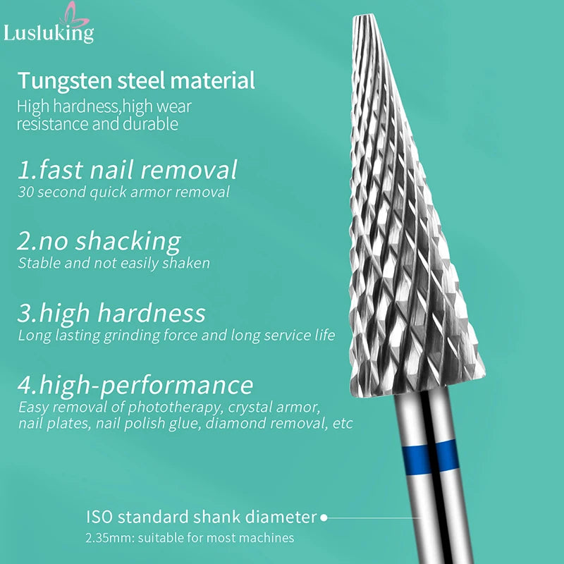 Tip Tungsten Carbid Nail Drill Bits Electric Manicure Drill Accessory