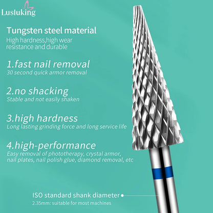 Tip Tungsten Carbid Nail Drill Bits Electric Manicure Drill Accessory