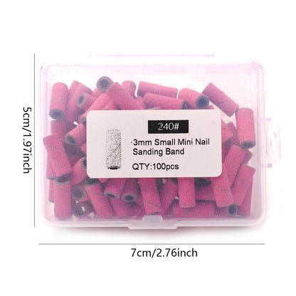 100pcs 3.1mm Mini Sanding Bands Kits Nail Drill Bits Mandrel Sets