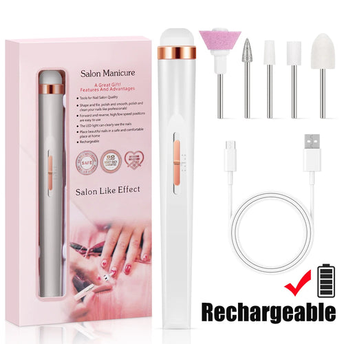 YIKOOLIN Portable Nail File Care Set LED Light Adjustable 4 Speed with