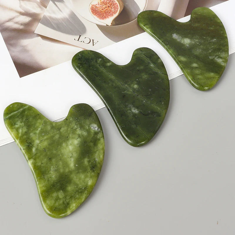 Helu Jade Gua Sha Tool Xiuyan Jade Heart-shape Massager Neck Massage