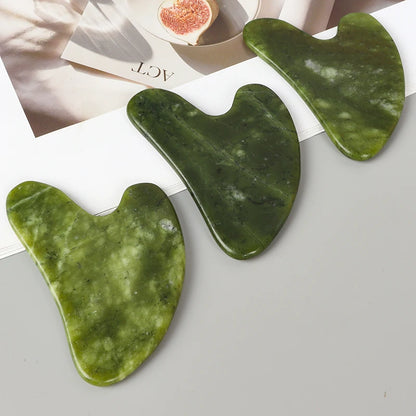 Helu Jade Gua Sha Tool Xiuyan Jade Heart-shape Massager Neck Massage