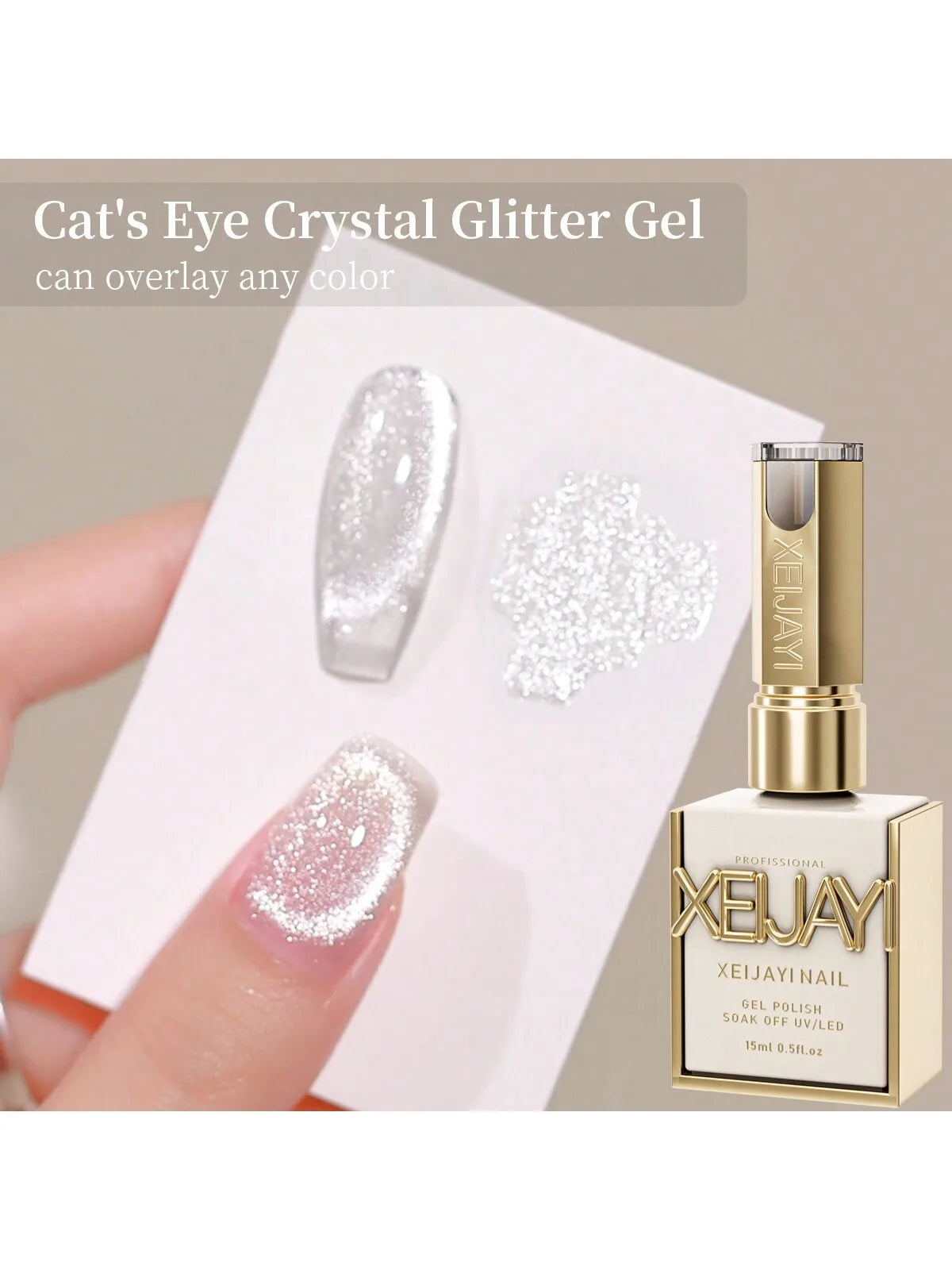 15ml Universal Silver Cat Eye Gel Polish. Glittery, Magnetic. Needs