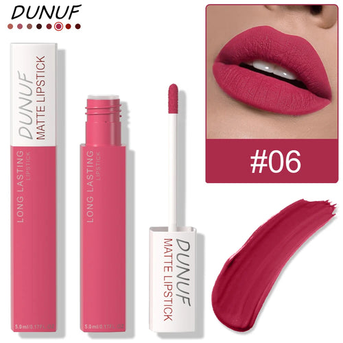 Long-Lasting Lip Gloss 1pcs: Matte Lipstick Non-Stick Cup Waterproof