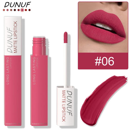 Long-Lasting Lip Gloss 1pcs: Matte Lipstick Non-Stick Cup Waterproof