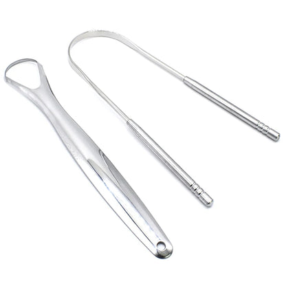 2Pcs Tongue Scraper Stainless Steel Tongue Cleaner Oral Care Hygiene