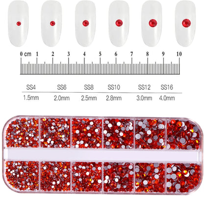 12Grids SS6-SS30 Mixed Nail Rhinestones Shiny Clear/Gold/Pink/Blue