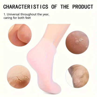 Silicone Moisturizing Foot Socks, 2 Pack, for Dry and Cracked Feet -