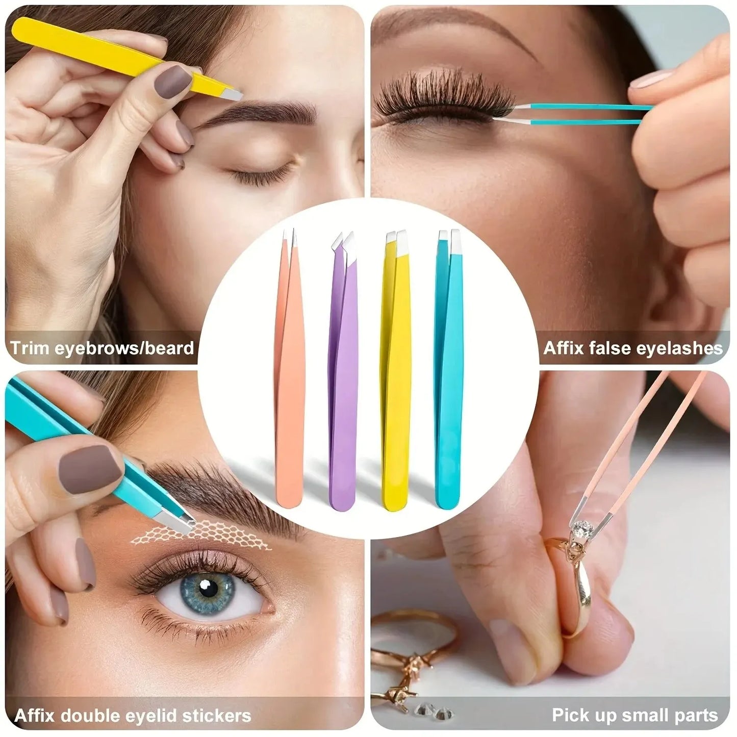Colorful Eyebrow Tweezer Hair Beauty Fine Hairs Puller Stainless Steel