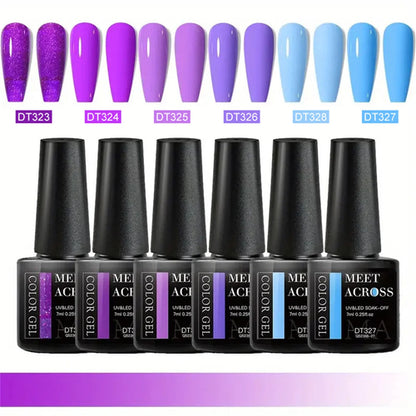 6pcs Gel Nail Polish Set HEMA Free 7ml Semi Permanent Soak Off UV Gel