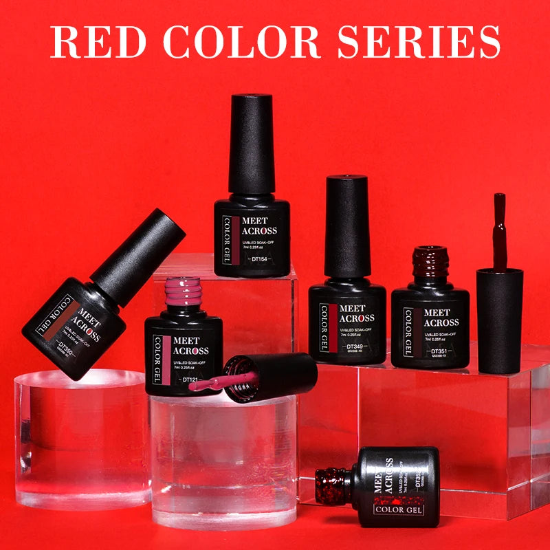 MEET ACROSS 7ml Wine Red Gel Nail Polish Long-Lasting French Style Gel