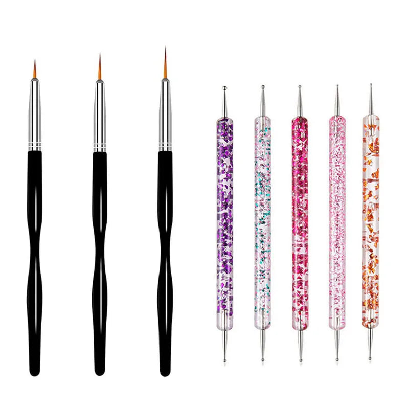 5/20Pcs Nail Art Brush Design Tip Painting Drawing Carving Dotting Pen