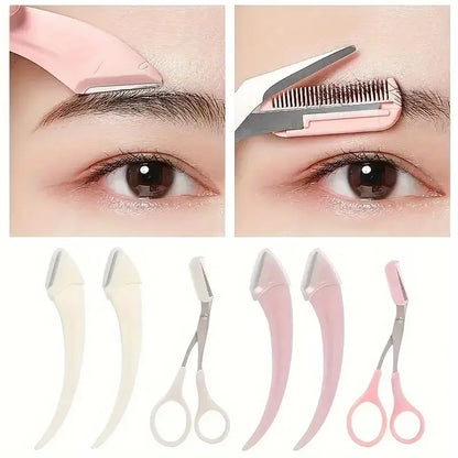 Eyebrow Trimmer Set, Curved Eyebrow Razor, Eyebrow Scissors With Comb,