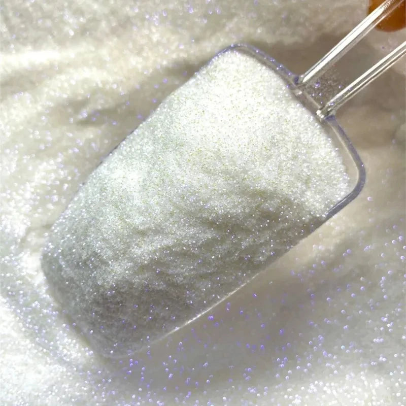 50g/bag White Iridescent Powder Nail Glitter 0.2mm Ultra Fine Glitter