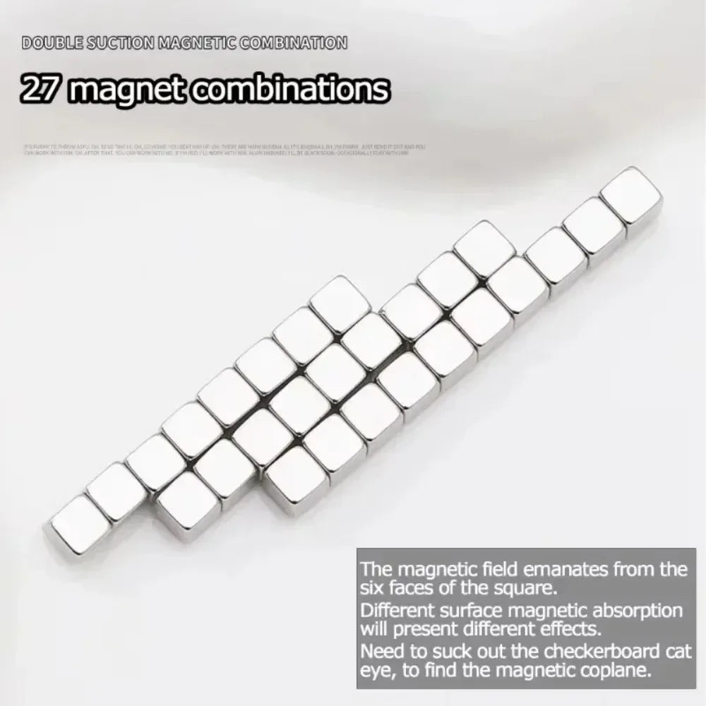 27pcs Cat Eye Magnet Cube for Nails Strong Magnetic Square Stick 9D/5D