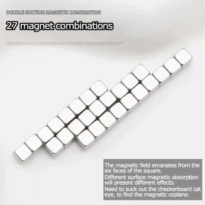 27pcs Cat Eye Magnet Cube for Nails Strong Magnetic Square Stick 9D/5D