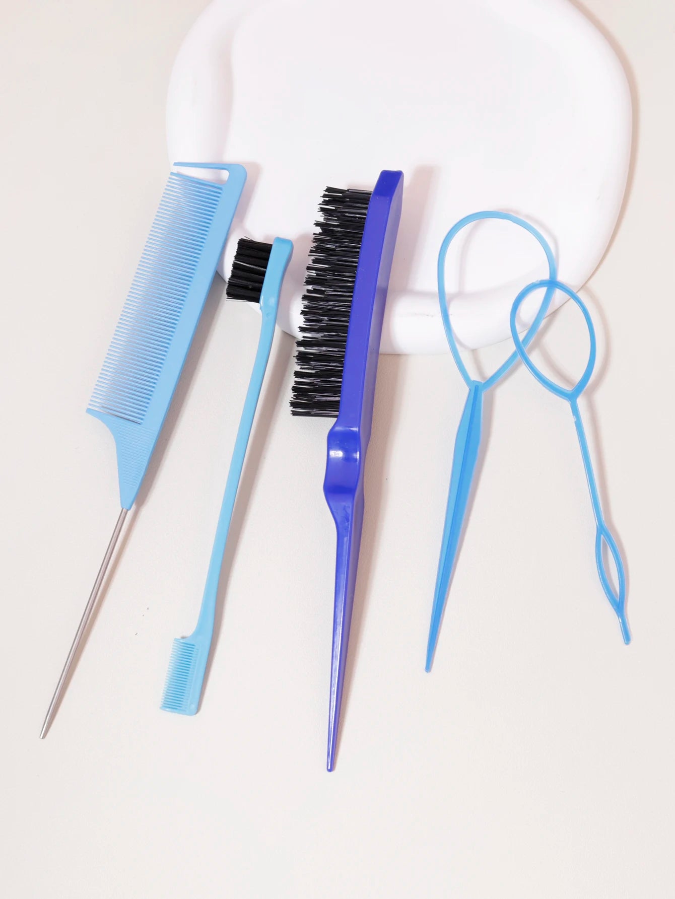 Hair brush and braid set, 5pcs/set, tear comb brush, edge brush, braid