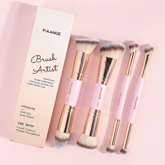 MAANGE 4pcs Basic Makeup Brushes Set With Box Dual-ended Foundations