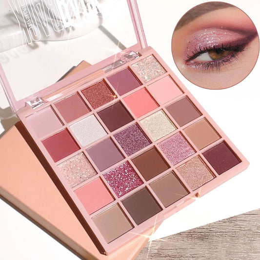 25 Colors Eyeshadow Palette High Gloss Cement Grey Rose Brown Color