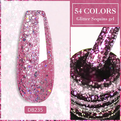 6ml Glitter Gel Nail Polish Sparkling Nail Art  UV Gel Colorful