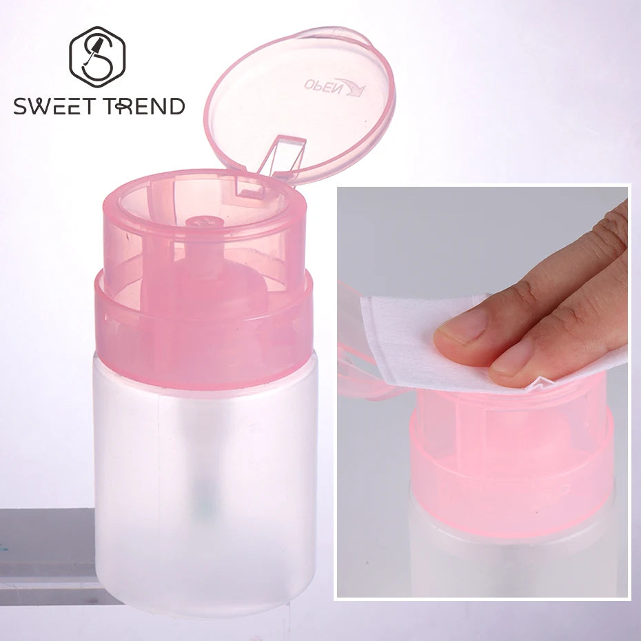 100/200ml Empty Press Pump Dispenser Plastic Lockable Leak-proof Nails
