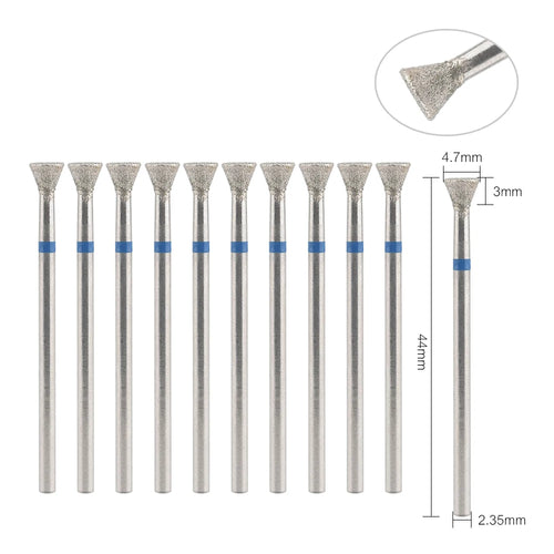 10Pcs Diamond Milling Cutter For Manicure Electric Nail Drill Bits