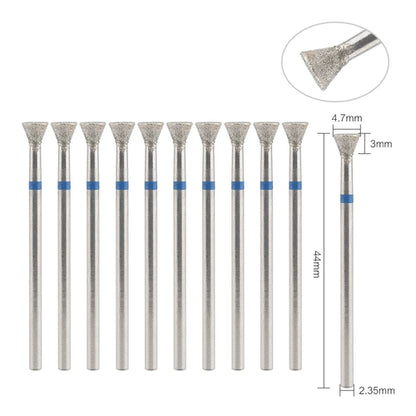 10Pcs Diamond Milling Cutter For Manicure Electric Nail Drill Bits