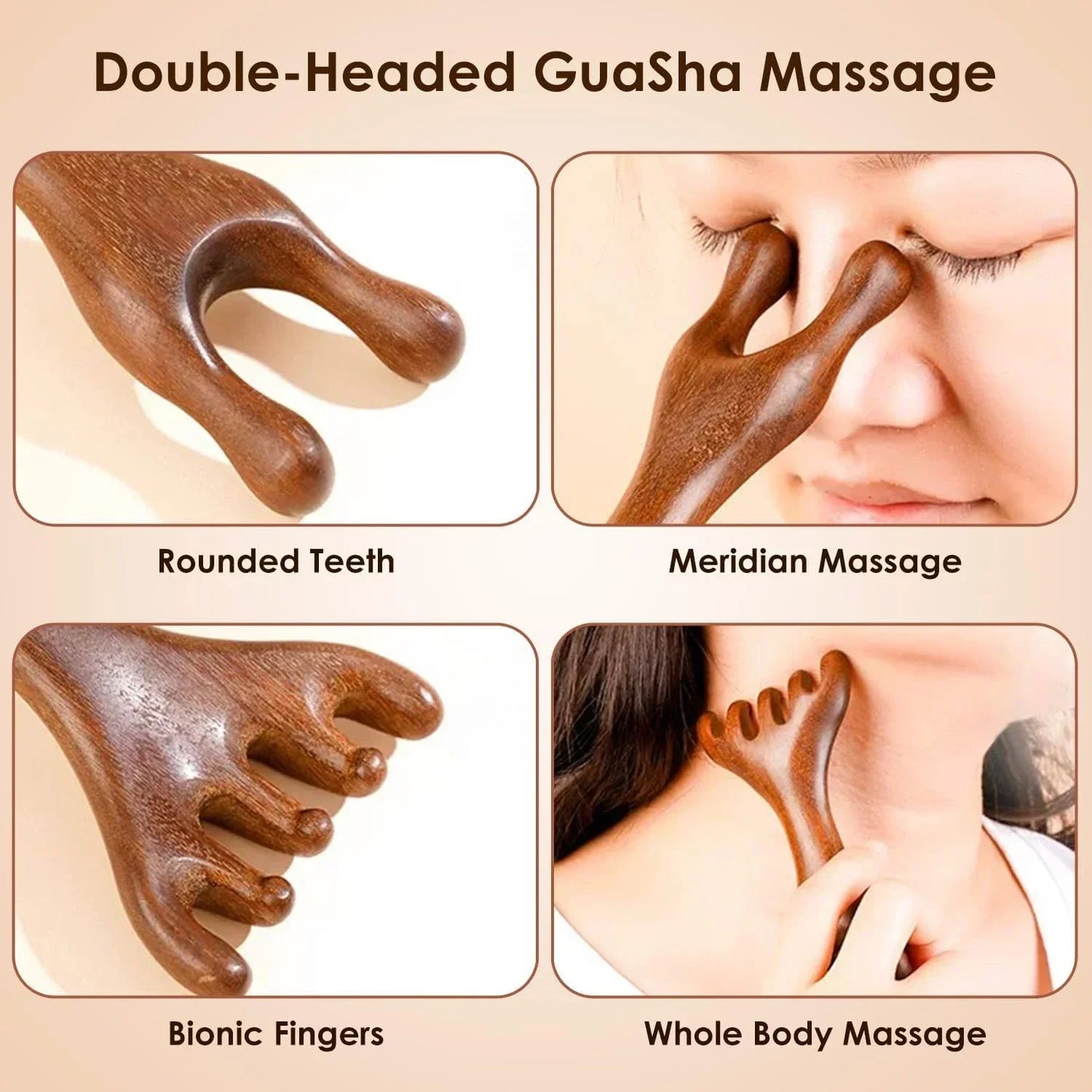 Natural Sandalwood Five-Claw Scalp Massager Gua Sha Tool Back