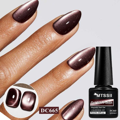 7ml Dark Coffee Glass Magnetic Gel Nail Polish Gentle Moonlight Gel
