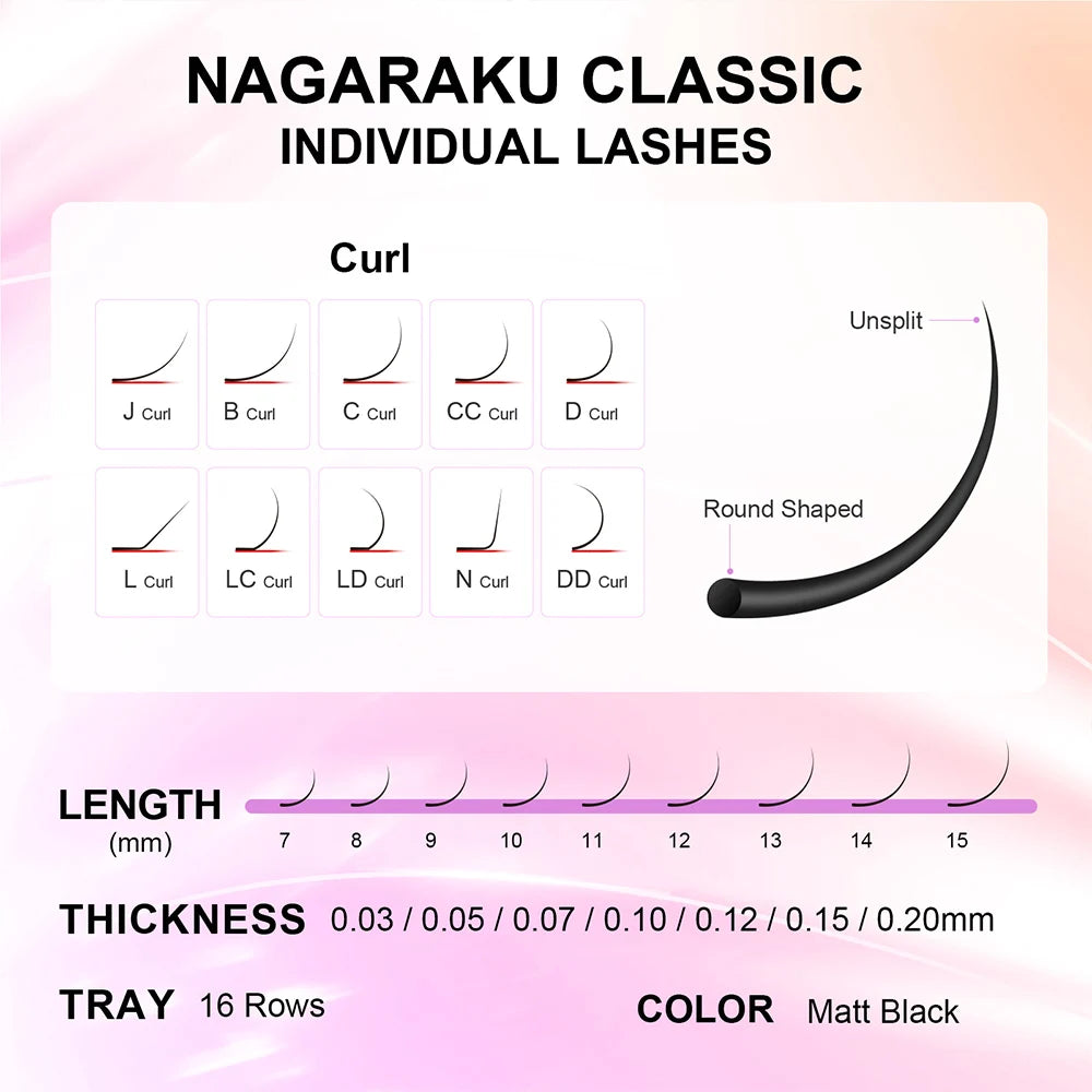 NAGARAKU Classic Mix Eyelash Extensions 16rows/Case 7~15mm Premium