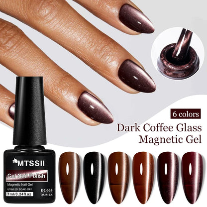 7ml Dark Coffee Glass Magnetic Gel Nail Polish Gentle Moonlight Gel