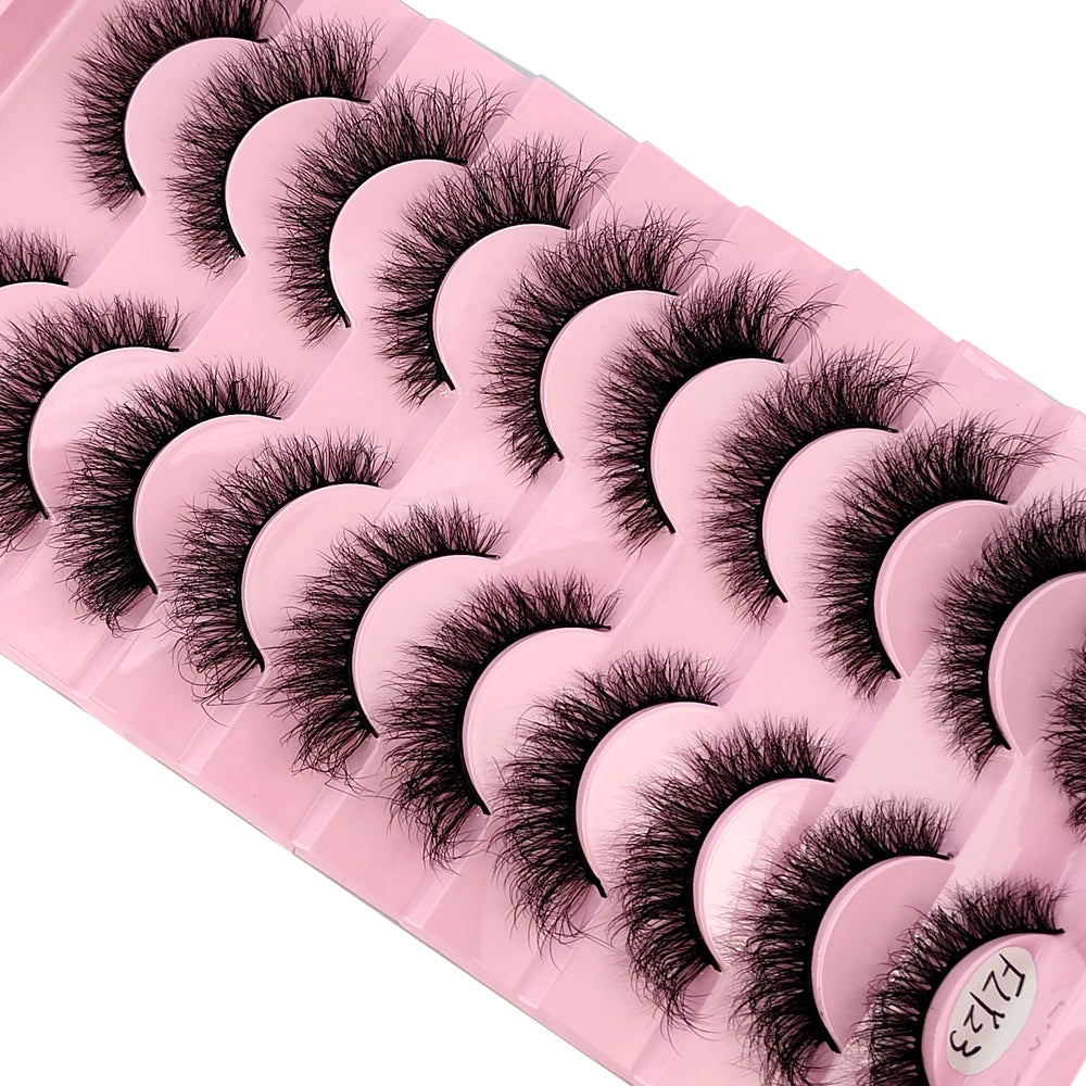 10 Pairs Faux Mink Eyelashes Handmade False Eyelashes Natural Nude