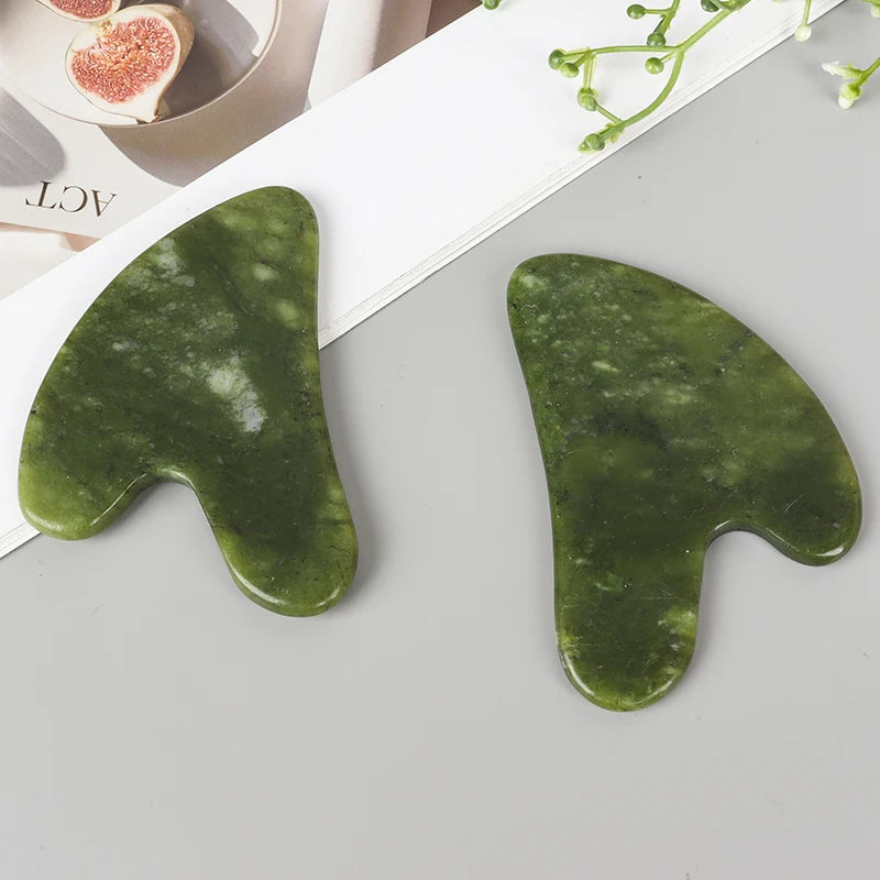 Helu Jade Gua Sha Tool Xiuyan Jade Heart-shape Massager Neck Massage