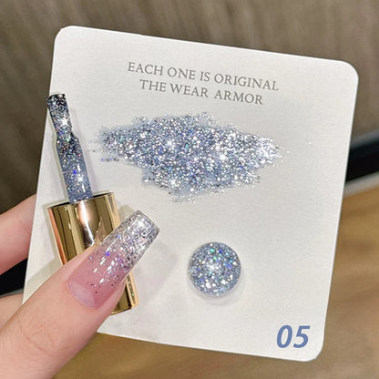 10ml 1-12pcs Gold Sparkling Platinum Nail Gel Polish Glitter Long