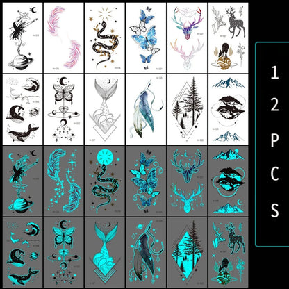 Luminous Temporary Tattoos Stickers UV Glow Fluorescent in the Dark