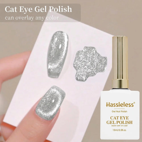 Hassleless  15ml Universal Silver Cat Eye Gel Polish. Glittery,