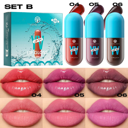 Mini Velvet Matte Lip Gloss Set, 3pc/4pcs Non-Fading, Non-Stick Cup,