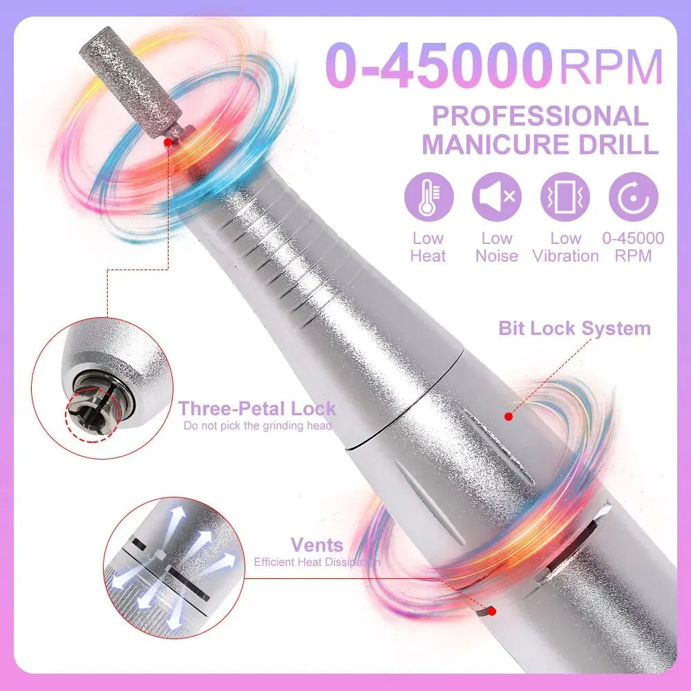 Professional 45000RPM Electric Portable Nail Drill Machine