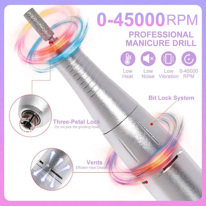 Professional 45000RPM Electric Portable Nail Drill Machine