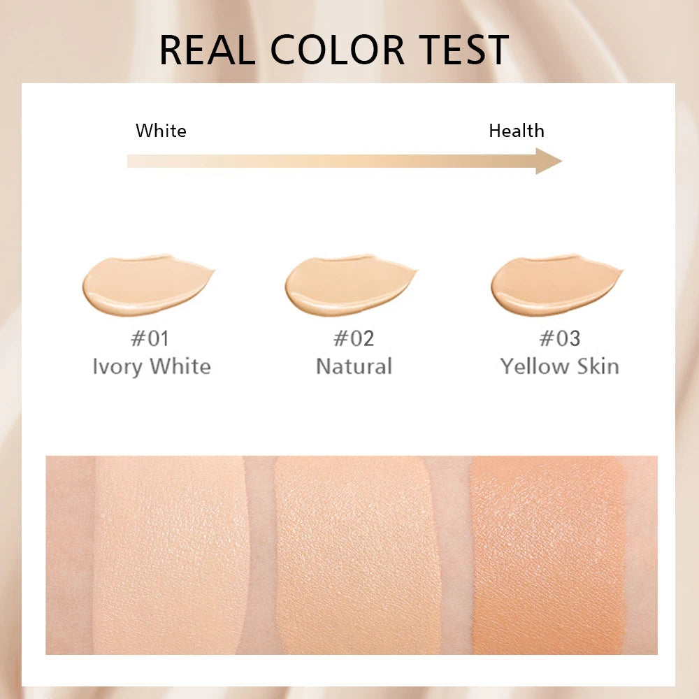 Liquid foundation naturally covers flaws without sticking powder,