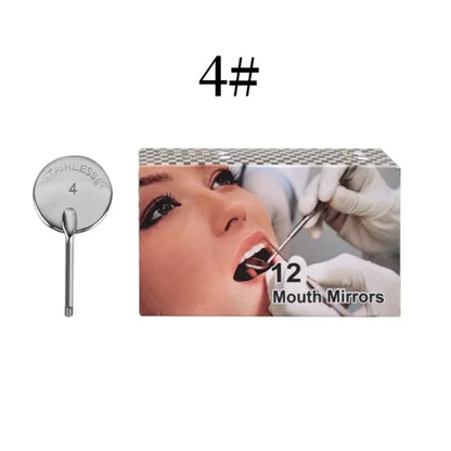 12Pcs/Box Dental Stainless Steel Mouth Mirror 4/5 Front Surface