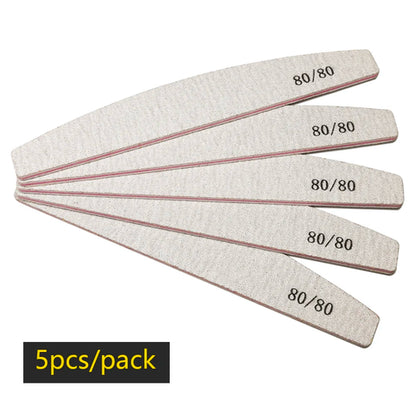 Lurayee Nail File Buffer 100/180 Grit Half Moon Double Side Sandpaper