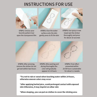 1Pc Handwritten Font Arm Waterproof Temporary Tattoo, Long-Lasting 1-2